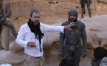 Director Denis Villeneuve and Javier Bardem on the set of Warner Bros. Pictures and Legendary Pictures’ action adventure Dune, a Warner Bros. Pictures release.