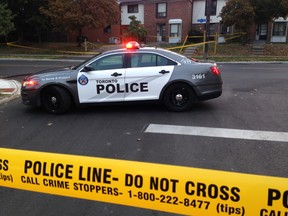 Toronto Police at the scene of a fatal shooting on Gosford  Blvd. on Sept. 24, 2020.