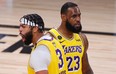 Los Angeles Lakers' Anthony Davis (left) and LeBron James are both Finals MVP candidates.
