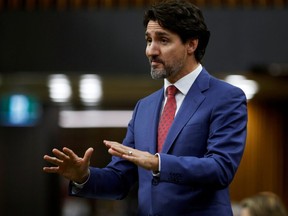 Prime Minister Justin Trudeau speaks in the House of Commons on Oct. 21, 2020.