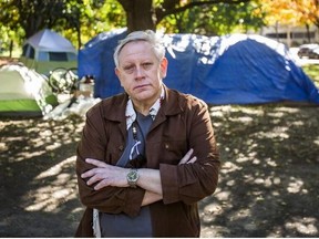 Mark Stenabaugh is pictured in front of  tents at Dufferin Grove Park on Oct. 13, 2020.