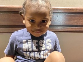 An image released by Toronto Police of a child found early Thursday, Oct. 29, 2020 in the Markham Rd and Cougar Crt area.