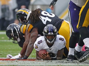 The Pittsburgh Steelers will look to smother Ravens QB Lamar Jackson  in today's AFC showdown, much as they did on this play in last year's meeting.