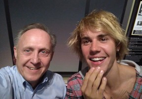Justin Bieber with Stratford Perth Museum General Manager John Kastner.