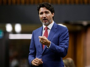 Prime Minister Justin Trudeau speaks during Question Period in the House of Commons on Parliament Hill in Ottawa, Oct. 21, 2020.