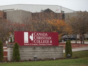 The Canada Christian College, in Whitb is shown on October 22, 2020.