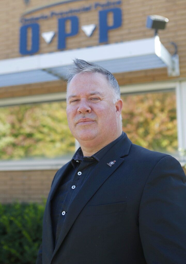 Ontario Provincial Police Association President Rob Jamieson, who will step down from his post next month, outside the OPPA offices in Barrie on Wednesday, Sept. 23, 2020.