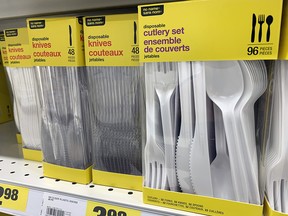 Disposable cutlery is seen on Wednesday, October 7, 2020.