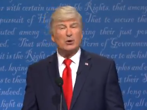 Alec Baldwin as President Donald Trump during a sketch on Saturdays Saturday Night Live