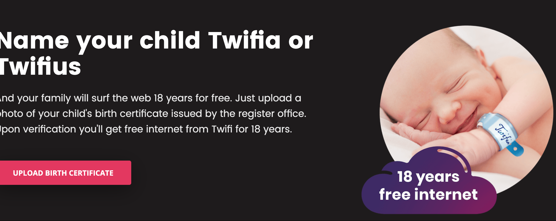 Parents name daughter after provider to net free WiFi for 18(02)