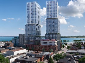 Debut’s two 33-storey towers — which will each house 272 units, 87 per
cent of which will have waterfront views —will be the city’s first high-rises. SUPPLIED
