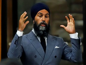 Canada's New Democratic Party leader Jagmeet Singh speaks in parliament during Question Period in Ottawa, Ontario, Canada September 29, 2020.
