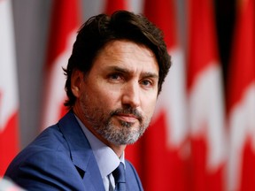 Canada's Prime Minister Justin Trudeau takes part in a news conference on Parliament Hill in Ottawa, Ontario, Canada on Sept. 25, 2020.