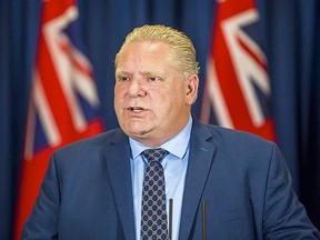 Ontario Premier Doug Ford speaks at a daily briefing on the COVID-19 pandemic.