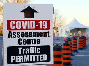 A COVID-19 assessment centre awaits patients Saturday, October 31, 2020 in Trenton.