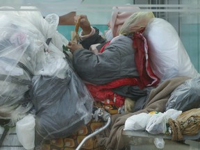 Domenica Restaino, 63, is living in a bus shelter in the Yonge-Sheppard Sts. area.