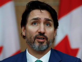 Prime Minister Justin Trudeau speaks at a news conference held to discuss the country's COVID-19 response in Ottawa, Nov. 6, 2020.