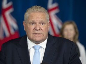 Ontario Premier Doug Ford answers questions at the daily briefing at Queen's Park in Toronto on Tuesday November 17, 2020.