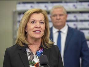 Ontario Health Minister Christine Elliott speaks at the daily briefing at Humber River Hospital in Toronto on Tuesday, November 24, 2020.