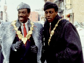 Eddie Murphy and Arsenio Hall in a scene from 1988's Coming to America.