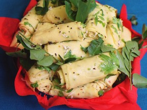 Khandvi, a traditional food served during Diwali