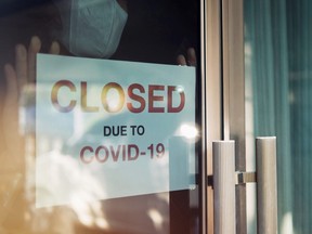 Store shop closed due to COVID-19 lockdown.