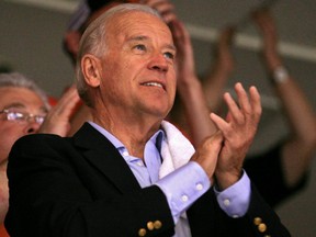 Former  U.S. Vice President Joe Biden attends Game 4 of the 2010 Stanley Cup Final between the Chicago Blackhawks and the Philadelphia Flyers.