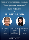 An invitation from the Brampton South PC Riding Association for an evening with Ontario Finance Minister Rod Phillips and MPP Prabmet Sarkaria.