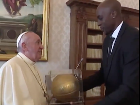Pope Francis and NBA player Anthony Tolliver.