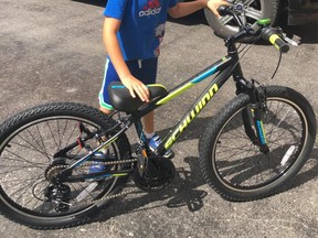One day after a Newmarket boy celebrated his ninth birthday, his new Schwinn mountain bike (seen here) was stolen from the garage of his home on Saturday, Oct. 10, 2020.