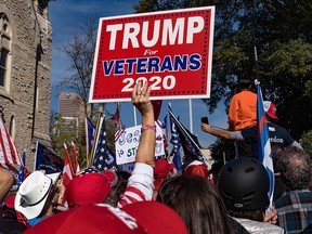 Supporters of Donald Trump host a Stop the Steal protest outside of the Georgia State Capital building on November 21, 2020 in Atlanta, Georgia.