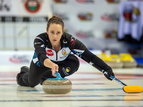 Team Homan second Joanne Courtney in action in January.