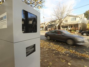 A new VisionZero speed camera was placed outside Norway Public School on Kingston Rd. west of Woodbine Ave. at the corner of Heyworth Cr., where the posted speed limit is 40 km/h, on Sunday, Nov. 1, 2020.