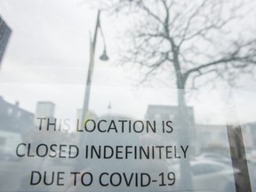 Vacant storefronts along Yonge St., north of Eglinton Ave. in Toronto, Ont. on Thursday, Nov. 19, 2020.