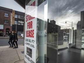 Vacant storefronts along Yonge St., north of Eglinton Ave. in Toronto, Ont. on Thursday, Nov. 19, 2020.