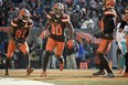 Browns wide receivers Rashard Higgins #81 and Jarvis Landry #80, as well as two of their backups, will miss Sunday's game.