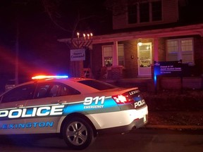 A Lexington Police cruiser outside Chabad House student centre following an assault on Dec. 12, 2020.