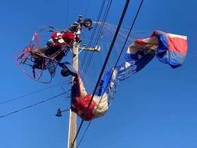 Santa Claus had to be rescued from power lines by California firefighters.