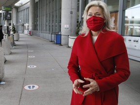 Mississauga Mayor Bonnie Crombie is pictured at Pearson International Airport on Dec. 29, 2020.