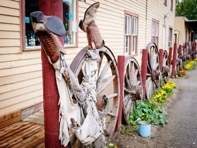 Welcoming cowboy boots at the historic and colourful Last Chance Saloon in the ghost town of Wayne near Drumheller, Alta.