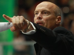 Mark Messier, head coach of Canada,reacts during the German Ice Hockey Cup 2010 first round game between Germany and Canada at the Olympiahalle on November 12, 2010 in Munich, Germany.