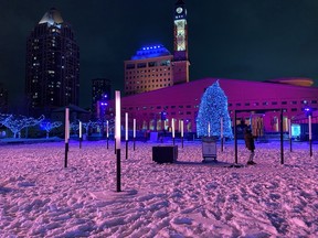 At Celebration Square in Mississauga, a 35-foot-tall Christmas tree decorated with 18,000 twinkling lights, is a centrepiece of a vibrant display open to the public during COVID-19. Photo Supplied