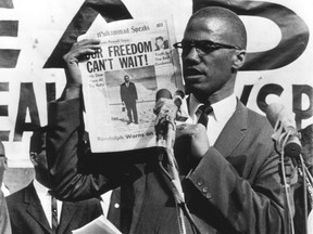 Malcolm X addresses a rally in New York in July, 1963.