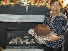 Mary Bishop with one of her famous Christmas cakes