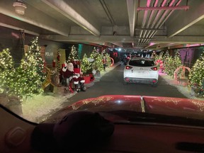 The drive-thru Polar Drive light festival in the parking garage of Pearson International Airport, seen here on Dec. 8, has been ordered shut down as part of the provincial lockdown that kicks in on Boxing Day.