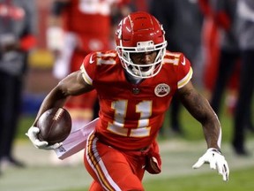 Chiefs punt-returner Demarcus Robinson opted to field the ball inside of his own 15-yard line rather than let it bounce to wherever and allow his team to head to the locker room with a satisfactory seven-point lead. Getty Images