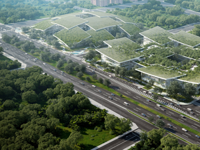 Danish architecture studio BIG designed Terminus AI City Operating System as a campus in Chongqing, China.