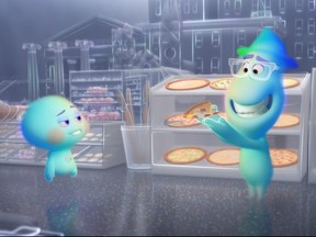 L-R: Tina Fey as 22 and Jamie Foxx as Joe Gardner in a scene from Disney and Pixar’s Soul.