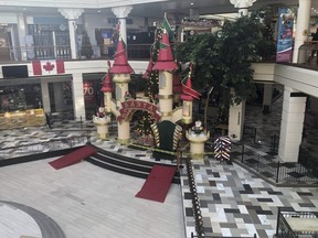 Woodbine Centre is open but not much business was going on inside. Santa's castle is cordoned off with yellow caution tape.