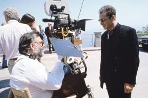 Francis Ford Coppola, the director of the Godfather series, with Al Pacino on the set of The Godfather Part III.